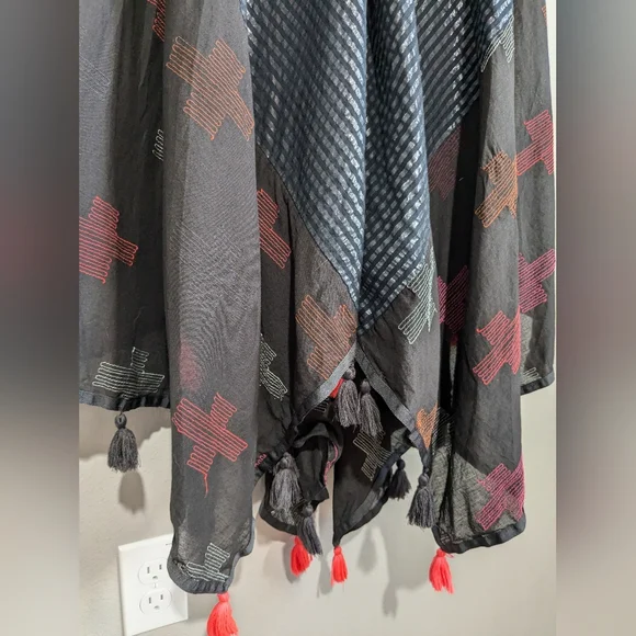 Free People Crossing Paths Pom Tassel Asymmetrical Hem Midi Dress XS - Picture 7 of 16